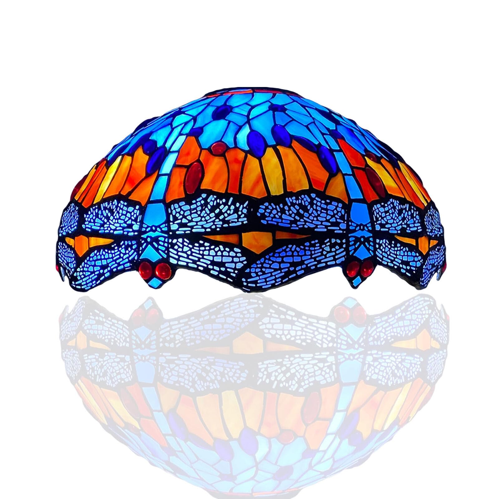 Auroh 1602 Tiffany Style Lamp 16 Inch Handcrafted Lampshade Antique Dragonfly Design Lamps For Living Room Decor Home Decor Shade Only (Accessories Not Included)