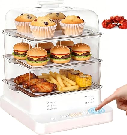 Electric Three-tier Steamer Made From Commercial-grade Stainless Steel a Large-capacity