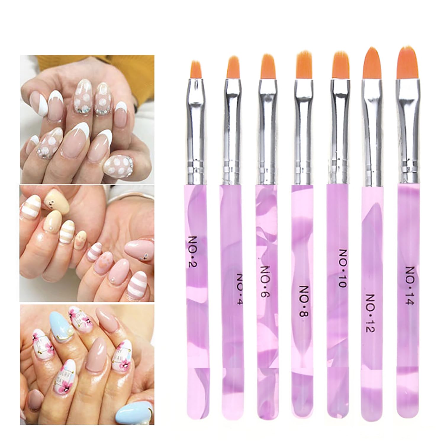 7 pennelli acrilici per unghie, gel UV, unghie in acrilico, set per unghie in gel