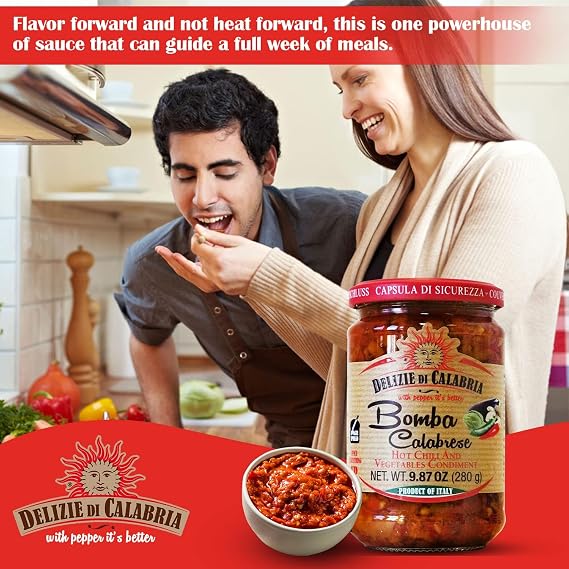 Bomba Calabrese Italian Hot Sauce Spread, Authentic Calabrian Chili 9.87 oz
