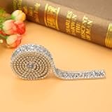 Acrylic Rhinestone Ribbon 15mm Sparkling Wrap Rhinestone Mesh for Wedding Cakes Birthday Party Supplies, Event Decorations, Baby Shower, Arts & Crafts Projects, 1 Yard 0.6