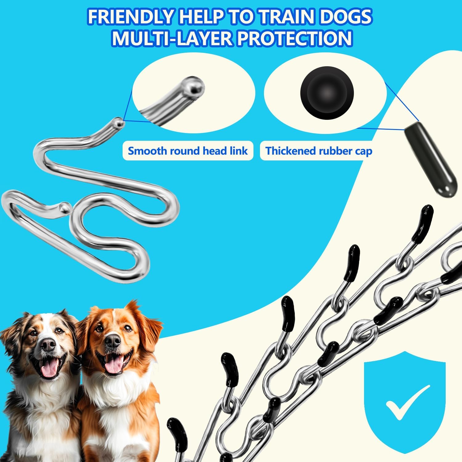 Anti-Tangle Collar, Stainless Steel Dog Collar with Quick-Release Buckle, Adjustable for Small, Medium and Large Dogs (L-3.5mm)