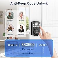 Vista 6 de Cerradura de puerta inteligente - Entrada sin llave con huella dactilar/Bluetooth APP control/contraseña, bloqueo automático, código de una sola