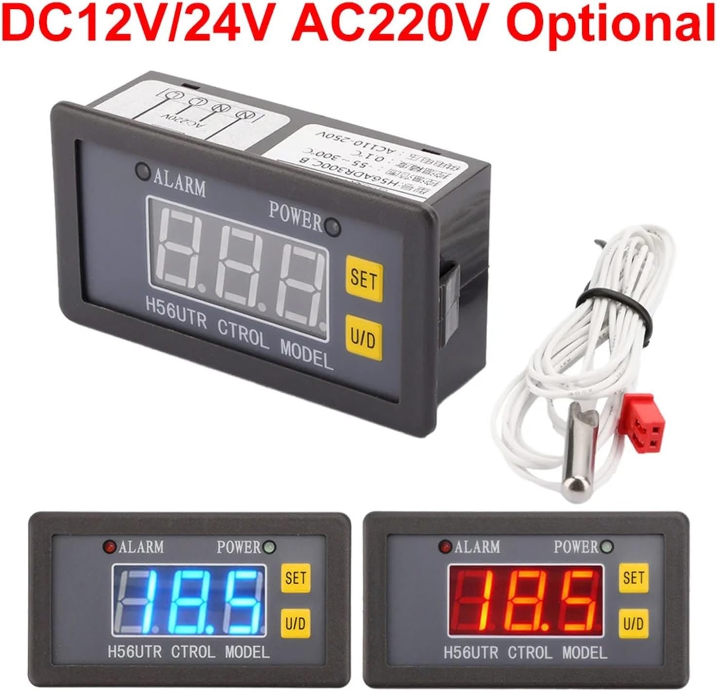 H56tr Digital Temperature Controller LED Display Thermostat with Heat/Cooling Control Instrument Ac220v Dc12/24v with Ntc Probe