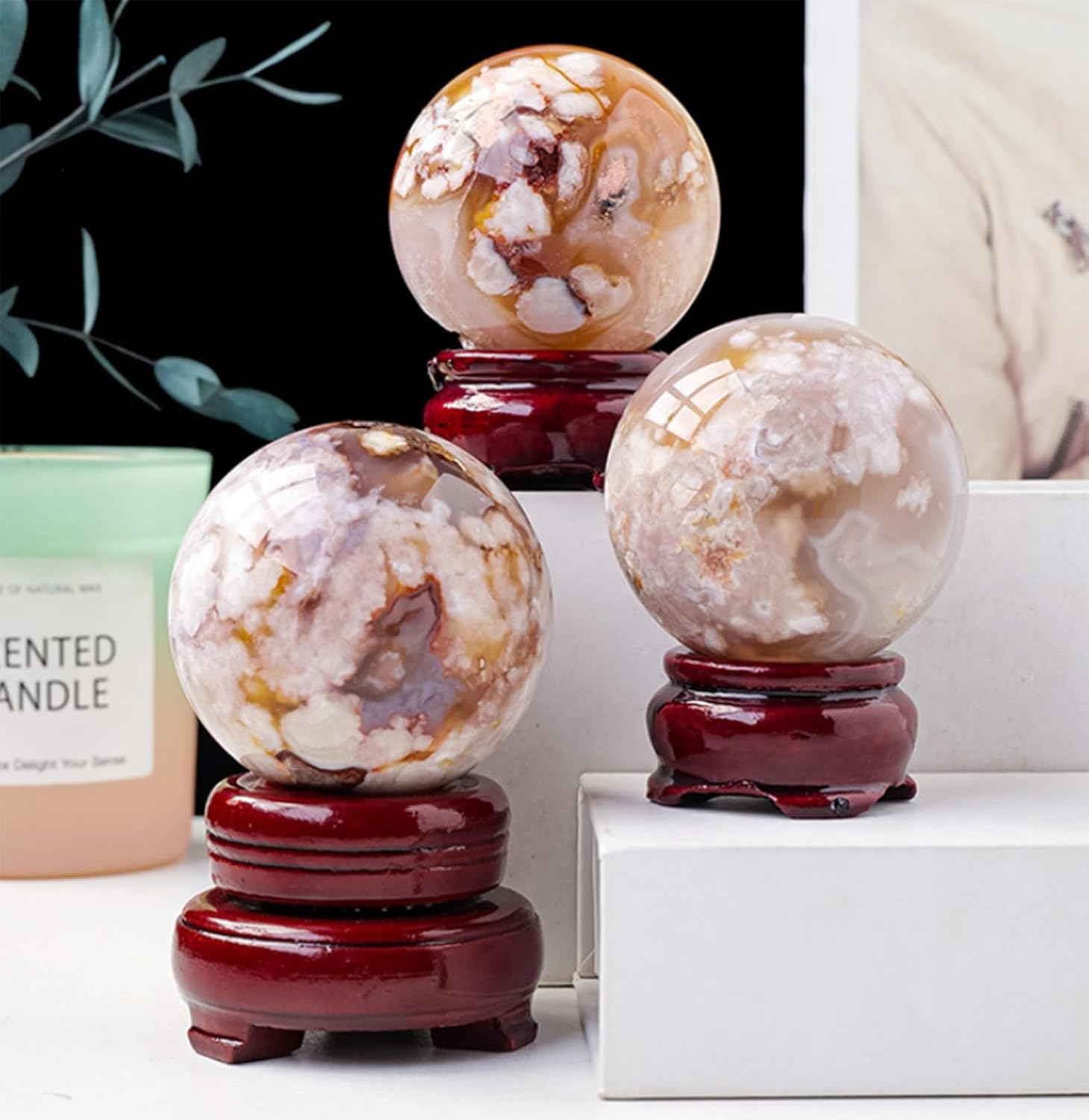 Agate Crystal Sphere – Agate Ore Raw Stone Crystal Ball for Feng Shui, Christmas Decor and Home Decoration,45~50cm