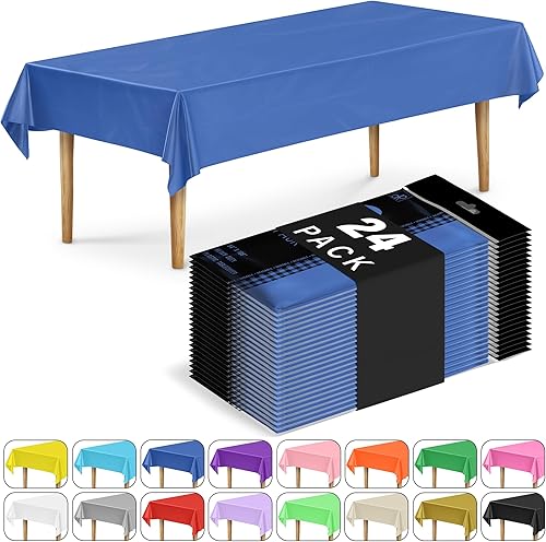 DecorRack Paquete de 24 manteles rectangulares, de plástico sin BPA, 54 x 108 pulgadas, manteles para mesa de comedor, fiestas, pícnic, campamento y