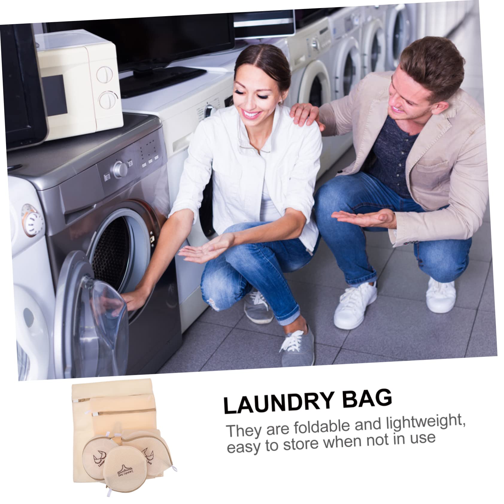 Bolsas de Lavado para Lencería, 7 Piezas, Poliéster Beige