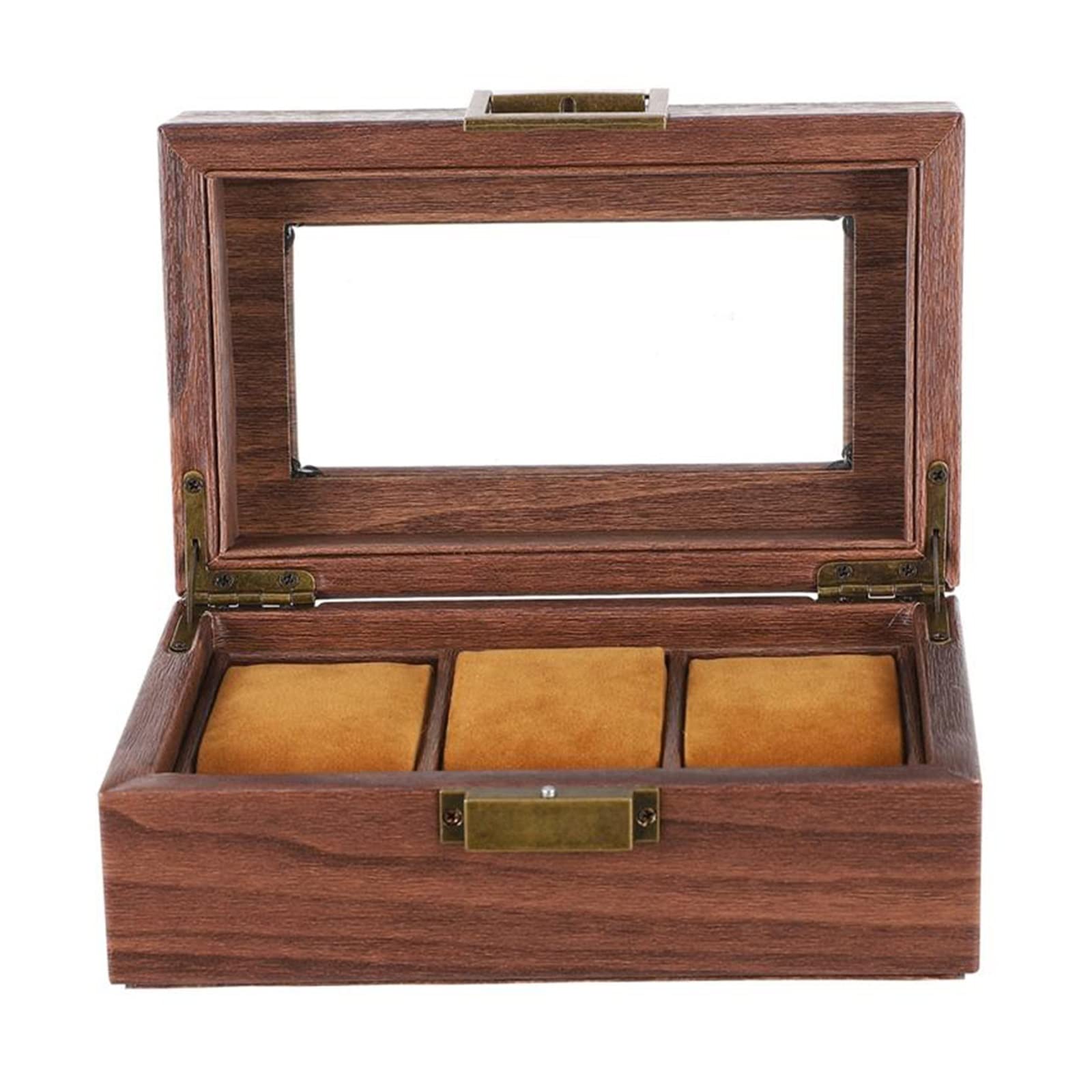 Écrin de montre en grain de bois rétro, boîte de collection haut de gamme à 3 slots