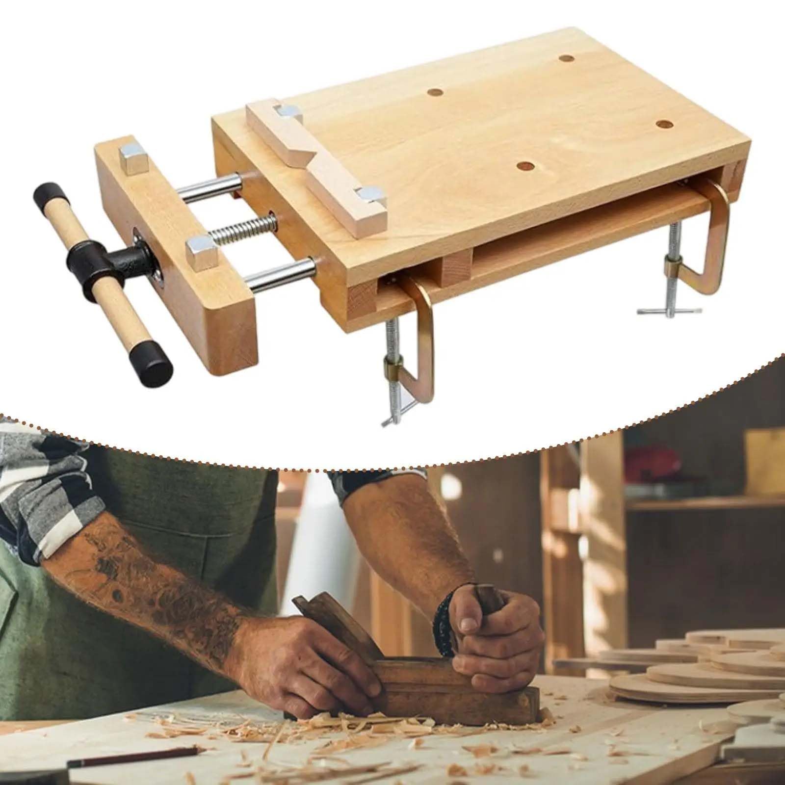 Banco da lavoro portatile con morsa per la lavorazione del legno, design leggero per progetti fai da te, si fissa a qualsiasi piano di lavoro per lavori e riparazioni stabili del legno