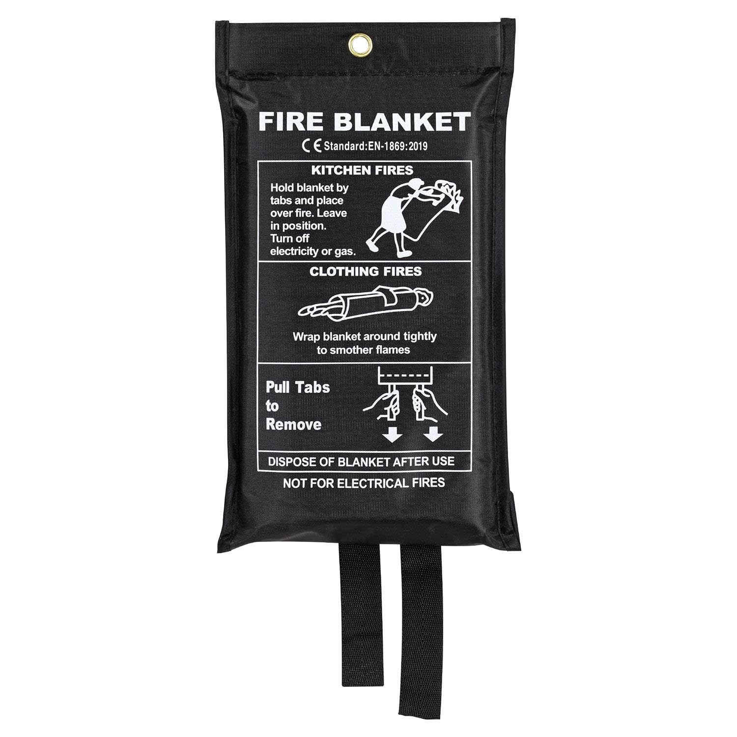 Taylor & Brown 1 x Large Fire Blanket, Quick Release Unfolding With Loops, 1 X 1 M Ideal For Home, Kitchen, Office, Home, Garage, Caravan Etc