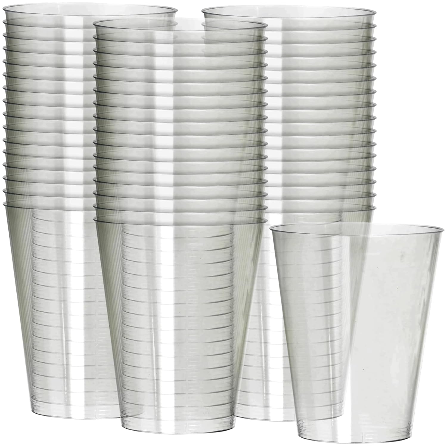 Clear Round Plastic Tumblers Pack Of 50 - 8 Oz - Chic Design Perfect Drinkware For Weddings Parties