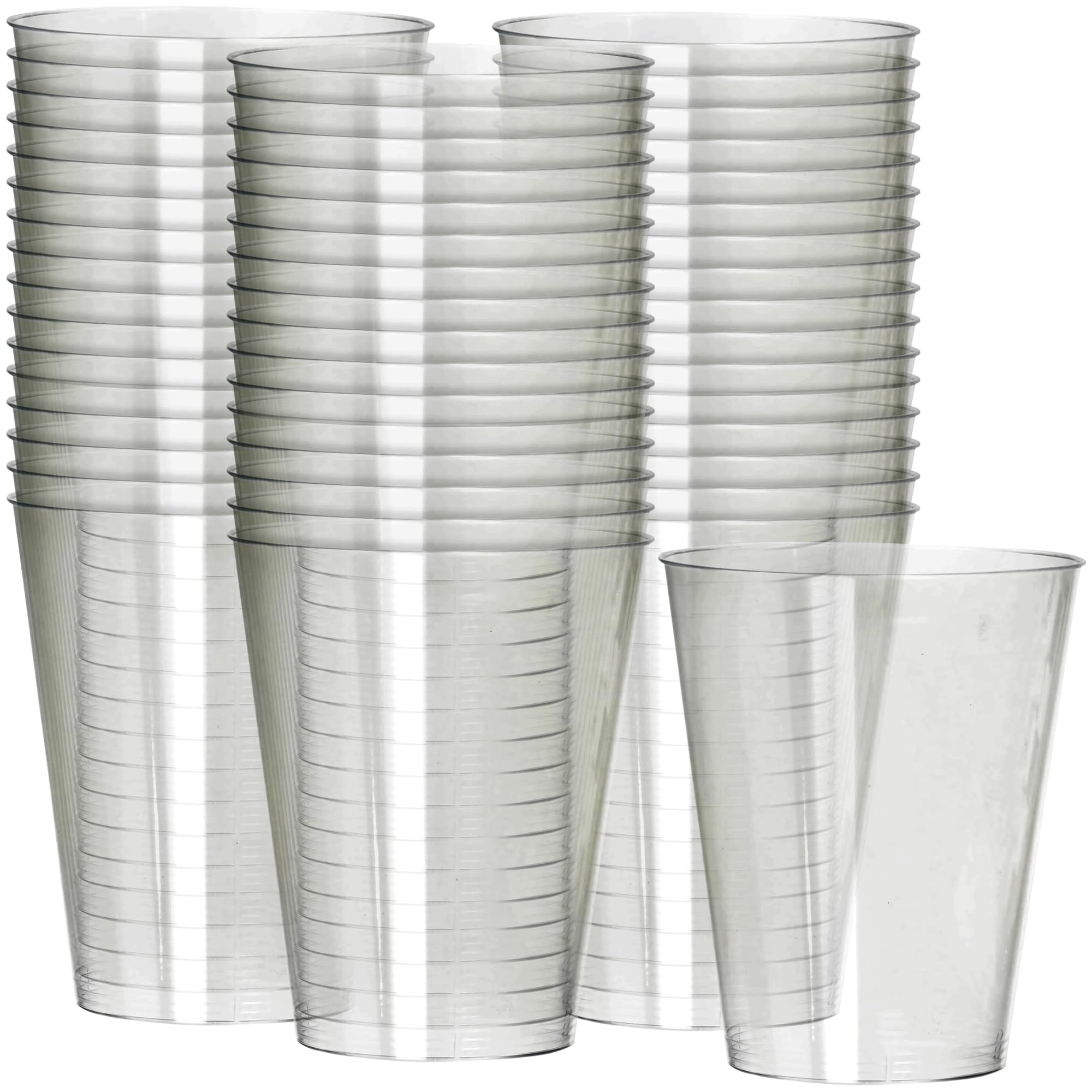 Clear Round Plastic Tumblers Pack Of 50 - 8 Oz - Chic Design Perfect Drinkware For Weddings Parties