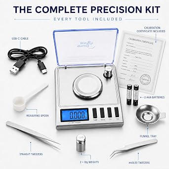 Smart Weigh GEM20 Milligram Jewelry Scale, 20g x 0.001g, USB-C or AAA Powered, Spoon & 2 Tweezers