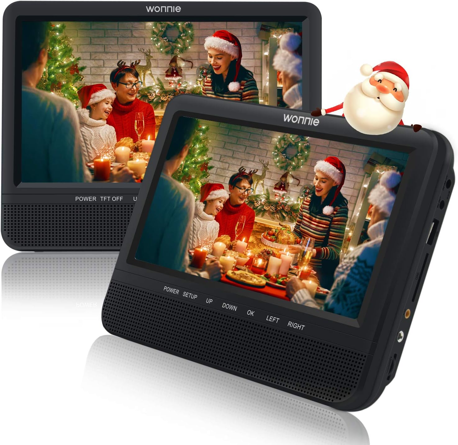WONNIE 7.5” Inch Dual Portable DVD Player for Car, Two Screens (play same movies) support USB&SD Card Readers, Great Gifts for Kids