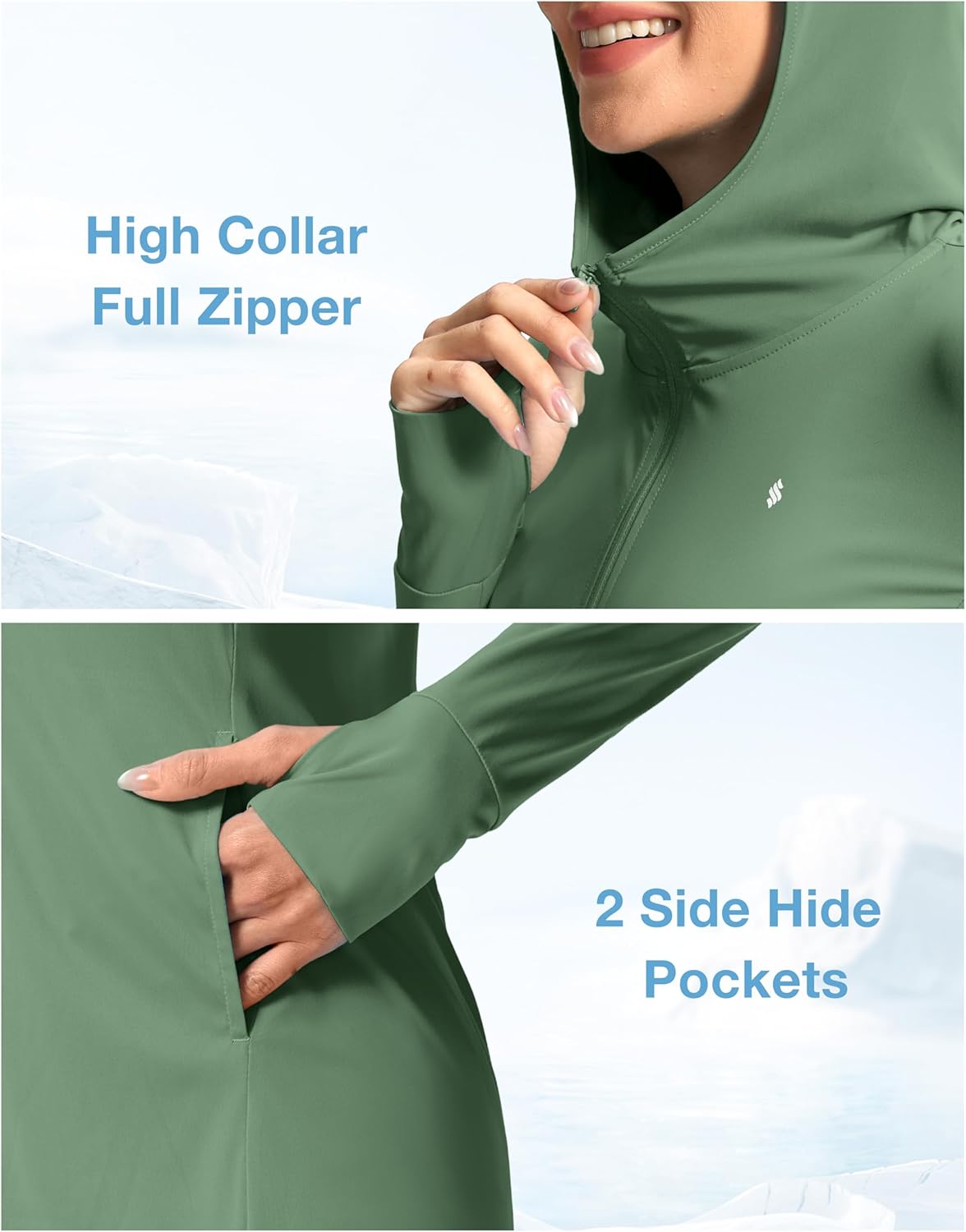 Soothfeel Women's UPF 50+ Swim Cover Up Sun Protection Hoodie SPF Lightweight Jacket Long Sleeve Beach Cover Ups for Women - Image 5