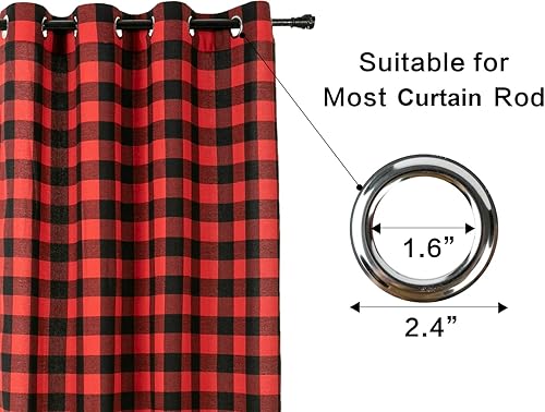 Vista 4 de WOSIBO Paquete de 2 paneles de cortina a cuadros de búfalo (52 x 84 pulgadas) para sala de estar, dormitorio, granja, patio, cortinas con ojales