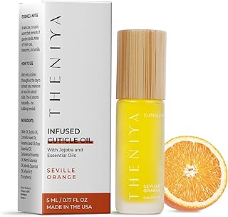 Cuticle Oil for Nail Strengthening and Growth – Hydrating, Vegan, Organic Formula with Jojoba & Vitamin E | 3 Signature Fragrances | 5mL Roll-On (0.17 Fl Oz, Orange Fragrance)