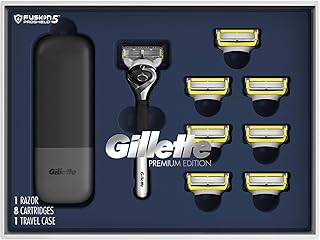 Gillette Conjunto de presente de barbear ProGlide Shield para homens – 8 refis de lâmina de proteção Fusion ProGlide, 1 cabo de barbear, 1 estojo de barbear