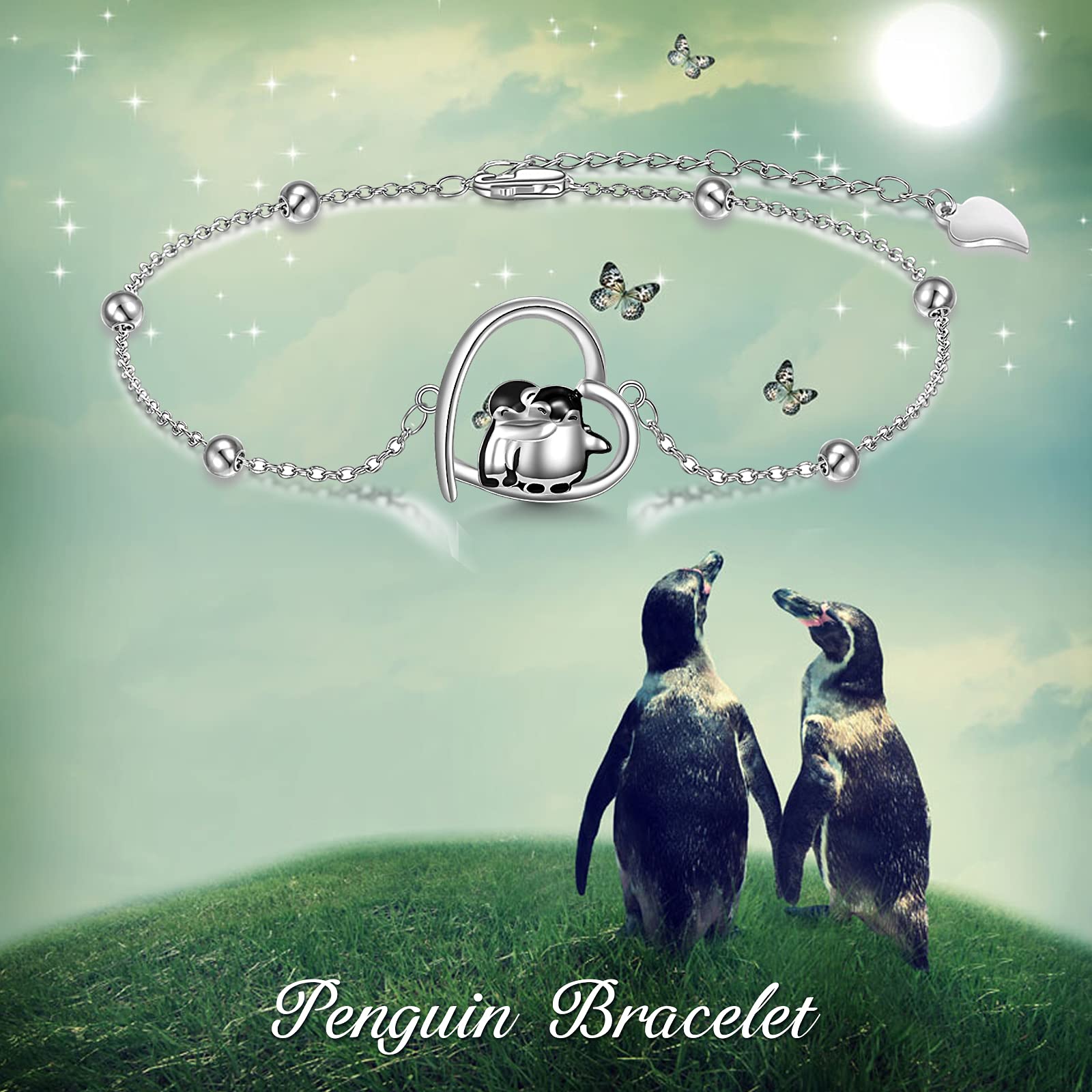 YAFEINI Pinguin/Meerschweinchen Armbänder Pinguin Geschenke 925 Sterling Silber Umarmt Pinguine Niedlicher Tierschmuck für Frauen Schwester
