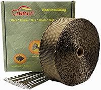 Vista 7 de Ledaut cinta de titanio para proteger las partes de fibra de vidrio de la motocicleta, resistente al calor, con lazos inoxidables, Dorado