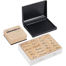 Koqye 25PCS Vintage Wooden Rubber Stamps Set with Large Black Ink Pad