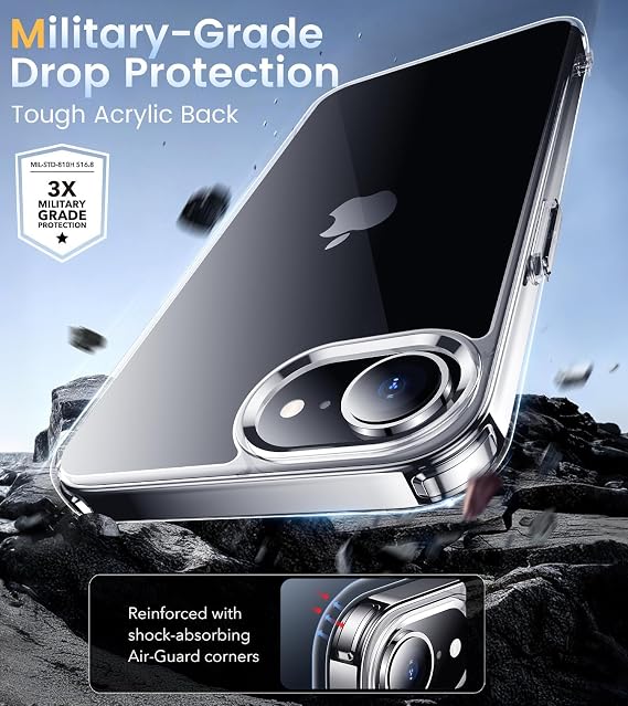 Red2Fire Crystal Clear for iPhone 16e Case 2025,[Not Yellowing] Military-Grade Protection [Fit for MagSafe] Slim Anti-Scratch Shockproof Transparent Phone Case for iPhone 16E Case-6.1(Clear)