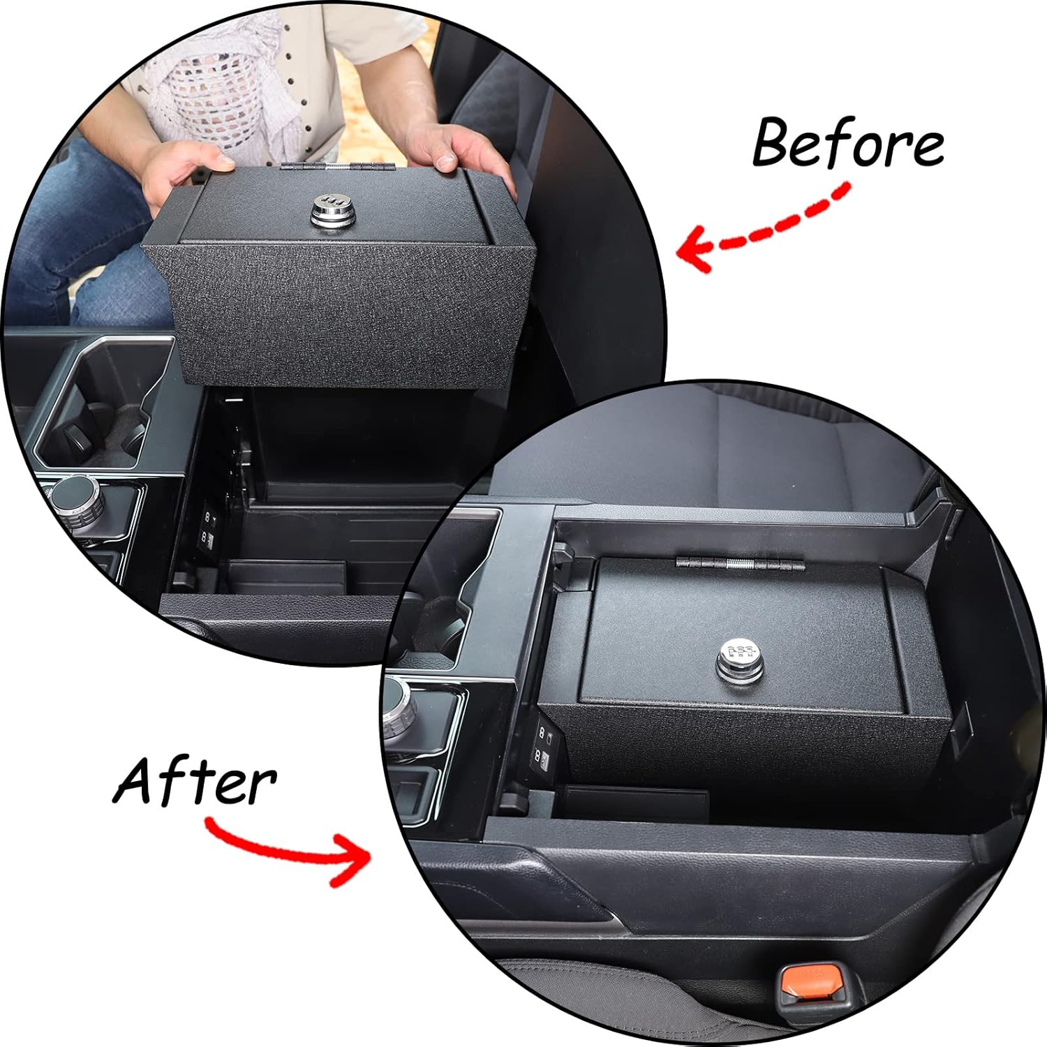 Car Center Console Safe Lockbox Insert Lock Vault Box Extra Storage Compatible with Toyota Tundra 2022 2023 2024 2025+ Pickup Trucks Car Safety Security Anti-Theft Locking Device (Black)