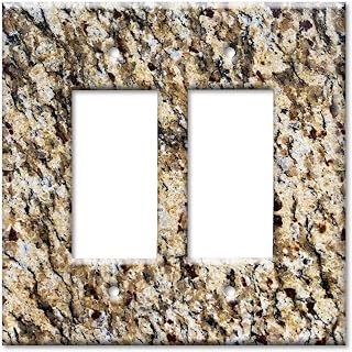 Art Plates - OVERSIZED - 2 Gang Decora Decorative Metal Switch Plate - Two Gang Jumbo Decora Style Wall Plate, GFCI, Electrical Plug Outlets - Brown Granite Print - MADE IN USA, 5.5 x 5.5