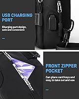 Vista 16 de Mochila cruzada pequeña negra para hombre y mujer, H-Negro, S, Moda