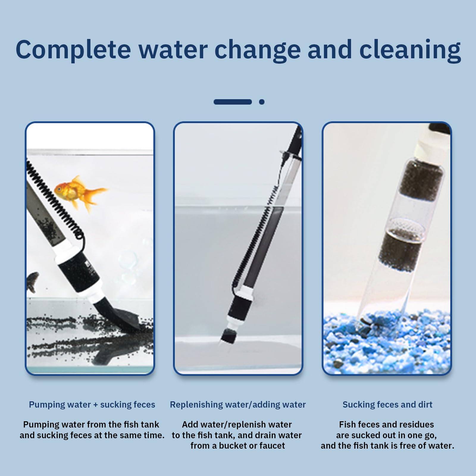 Limpiador De Grava De Acuario Eléctrico, Aspirador De Sifón De Acuario De Cambio De Agua, 2,5 W/8,5 W/15W Ajustable, 4 En 1 Kit De Aspirador Eléctrico para Acuario