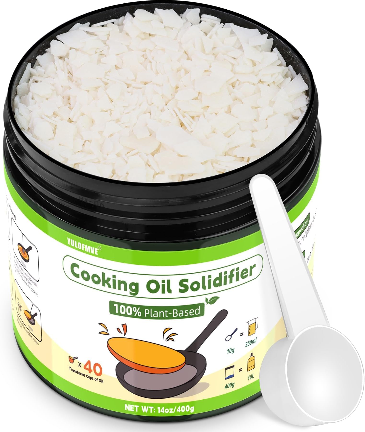 Cooking Oil Solidifier, Solidifies Up To 40 Cups From Mess, 100% Plant-Based Used Solidifying Powder, Grease Hardener Disposal For Kitchen