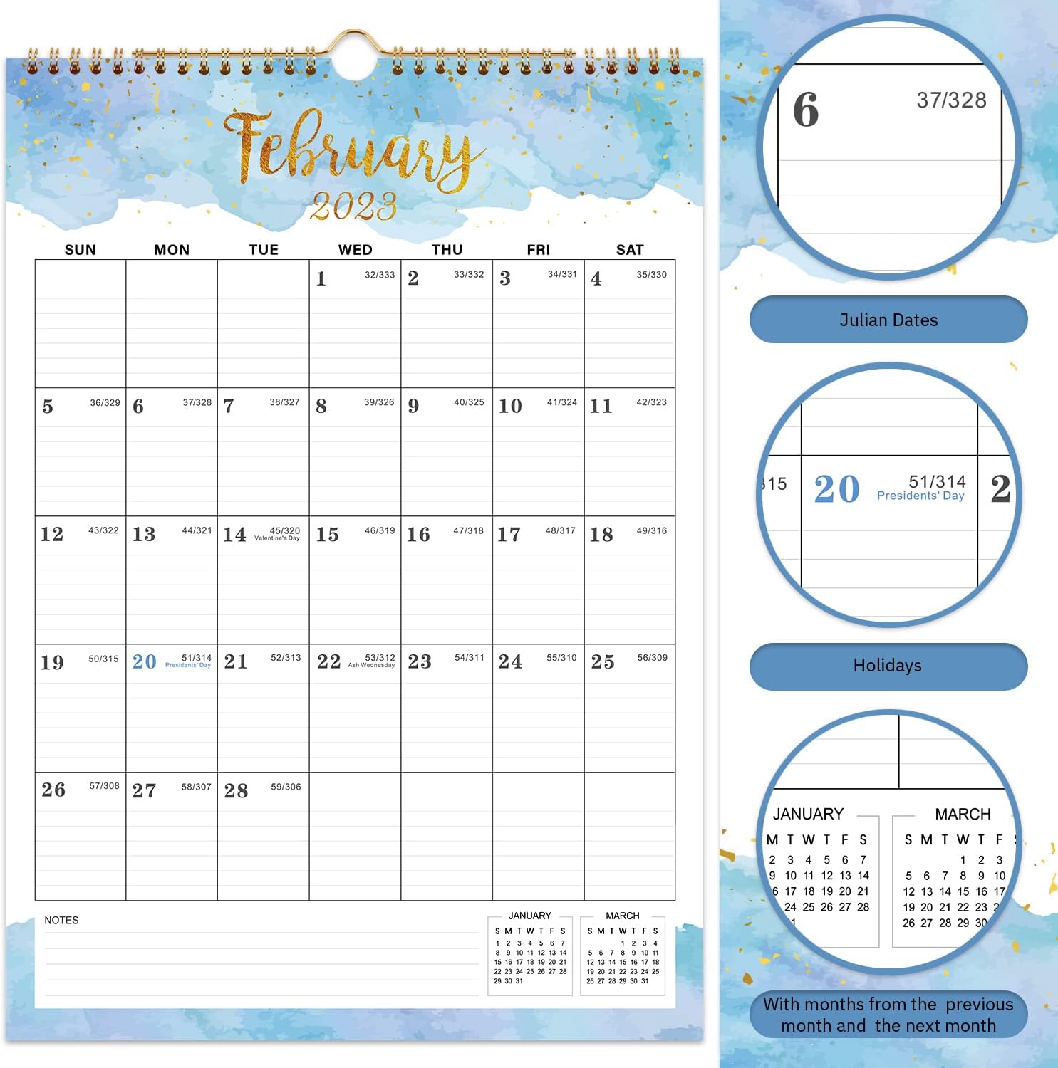 Purchase Calendar 2023 Buy 2022-2023 Calendar - 18 Monthly Wall Calendar, 12 X 17, July 2022 To  December 2023, Wall Calendar 2022-2023 With Twin-Wire Binding, Hanging  Hook, Blocks And Julian Dates - Colorful Waterink Online In India.  B09Fx662Yd