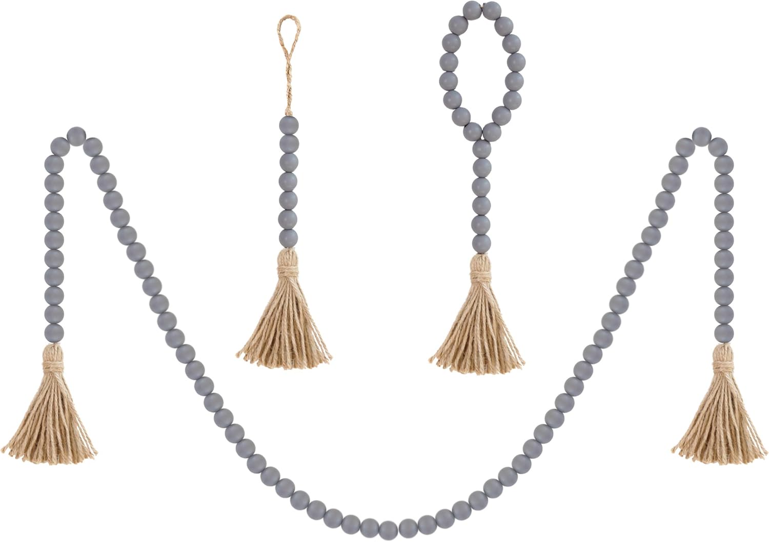 BlueMake 3 Pack Wood Bead Garland with Tassel,Rustic Wooden Bead Decor Farmhouse