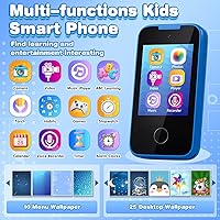 Vista 2 de Relojes de teléfono para niños y juguetes para niños de 3 a 8 años, teléfono de juguete con cámara doble, reproductor de música MP3