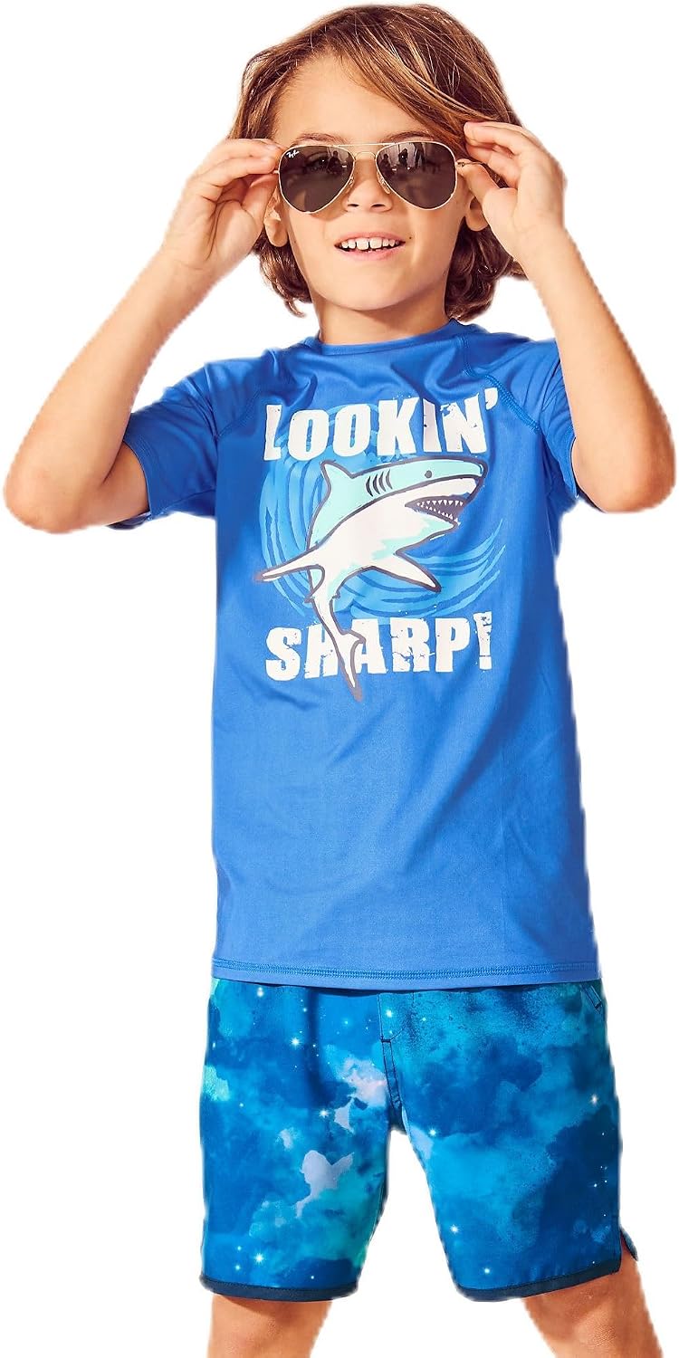 Lands' End Boys Husky Short Sleeve UPF 50 Sun Protection Rash Guard