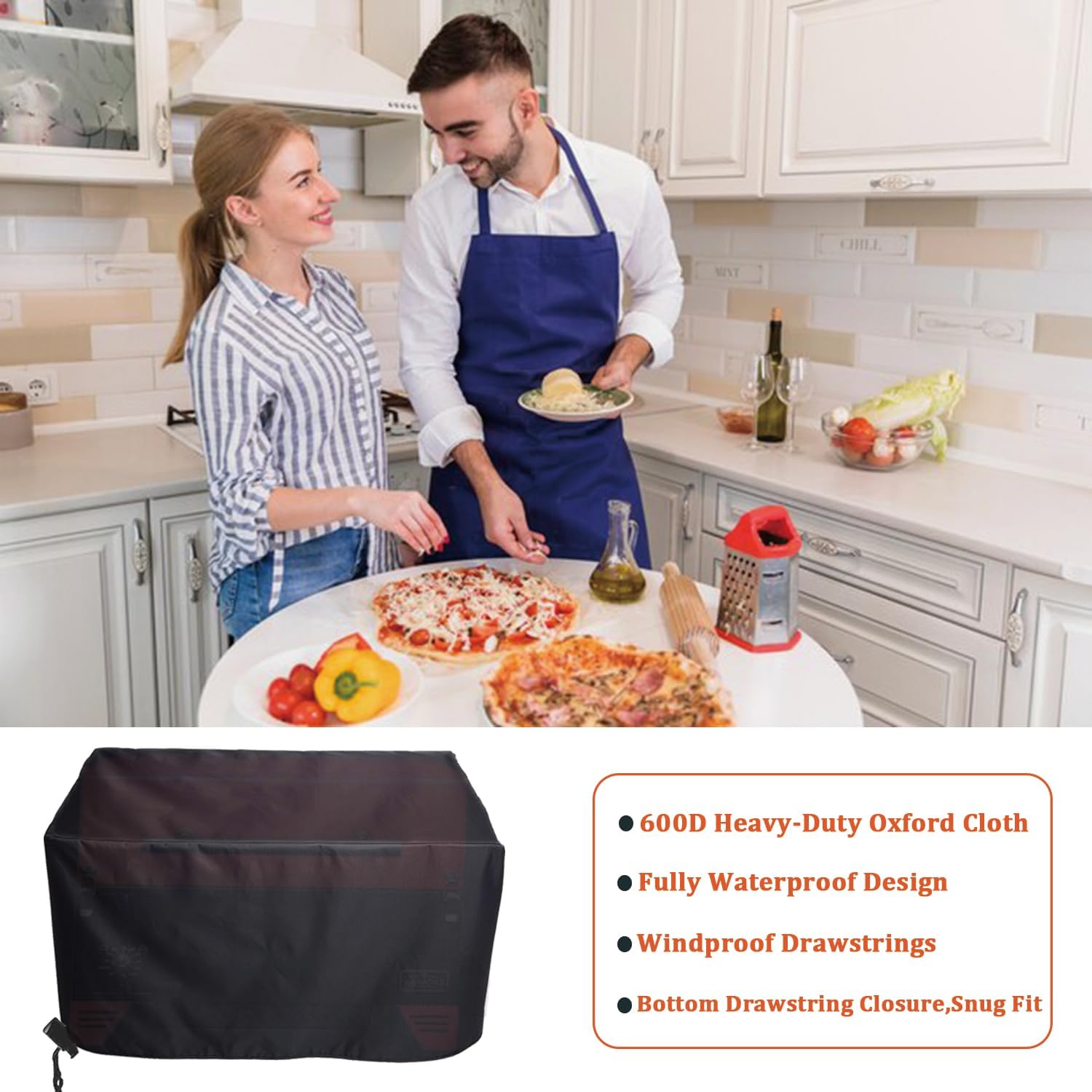 Tabletop Grill Cover for ASMOKE AS350 Wood Pellet Grills, Heavy Duty 600D Waterproof Table Top Portable Smoker Cover for ASMOKE Pellet Grill AS350/AS350DC BBQ Accessories