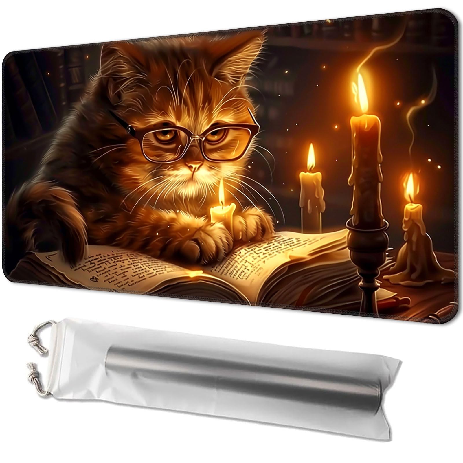 Playmat for TCG, with Free Storage Bags, Game Mat 24 x 14 inches, MTG and Board Game Mat for Cards, Ideal for Card Game Enthusiasts, Cute Cat