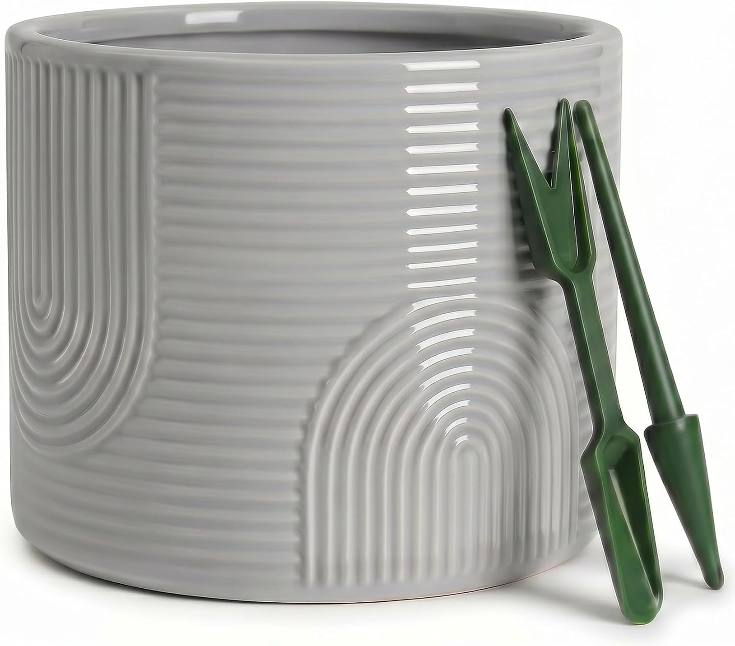 6 Inch Ceramic Plant Pot – Decorative Indoor Planter (No Drainage Hole) for Succulents, Herbs & Houseplants – Modern Tabletop Desk Planter – Sage Green