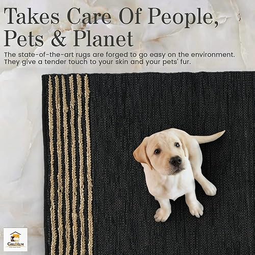 Miniatura 8 de GRUHUM Alfombra rectangular de yute de 4 x 6 pies, de fibra natural, tejida a mano, estilo bohemio, reversible, suave, trenzada, para interiores y
