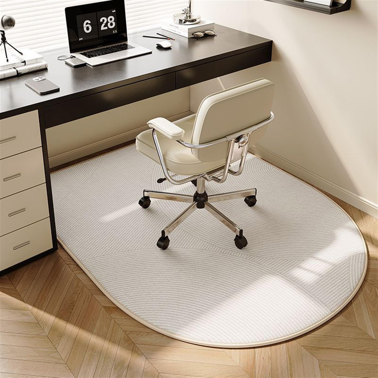 GIBZ Alfombra Silla Escritorio Forma de Arco Alfombrilla Silla Gaming Oficina Protectora para Suelo para Suelos de Madera Sillas con Ruedas Estilo 12 100x120cm