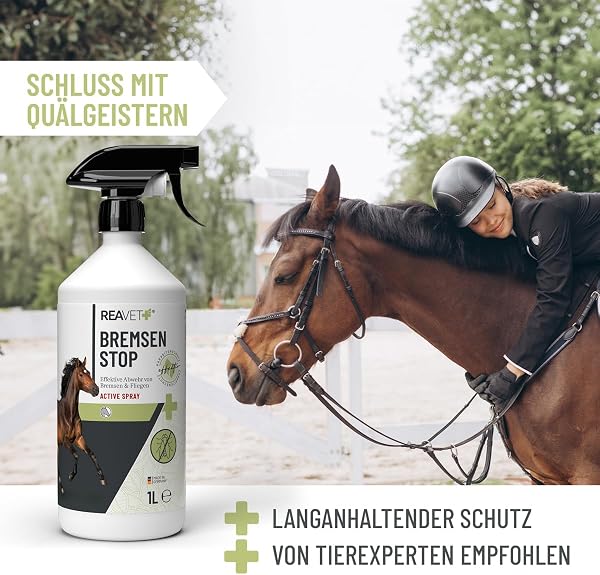 TESTURTEIL SEHR GUT ReaVET Bremsen Stop **TESTSIEGER** Fliegenspray Pferde 1L mit pflegender AloeVera, Insektenspray mit Sofortschutz & Pferdepflege, Bremsenspray Bremsenblocker gegen Fliegen - 5
