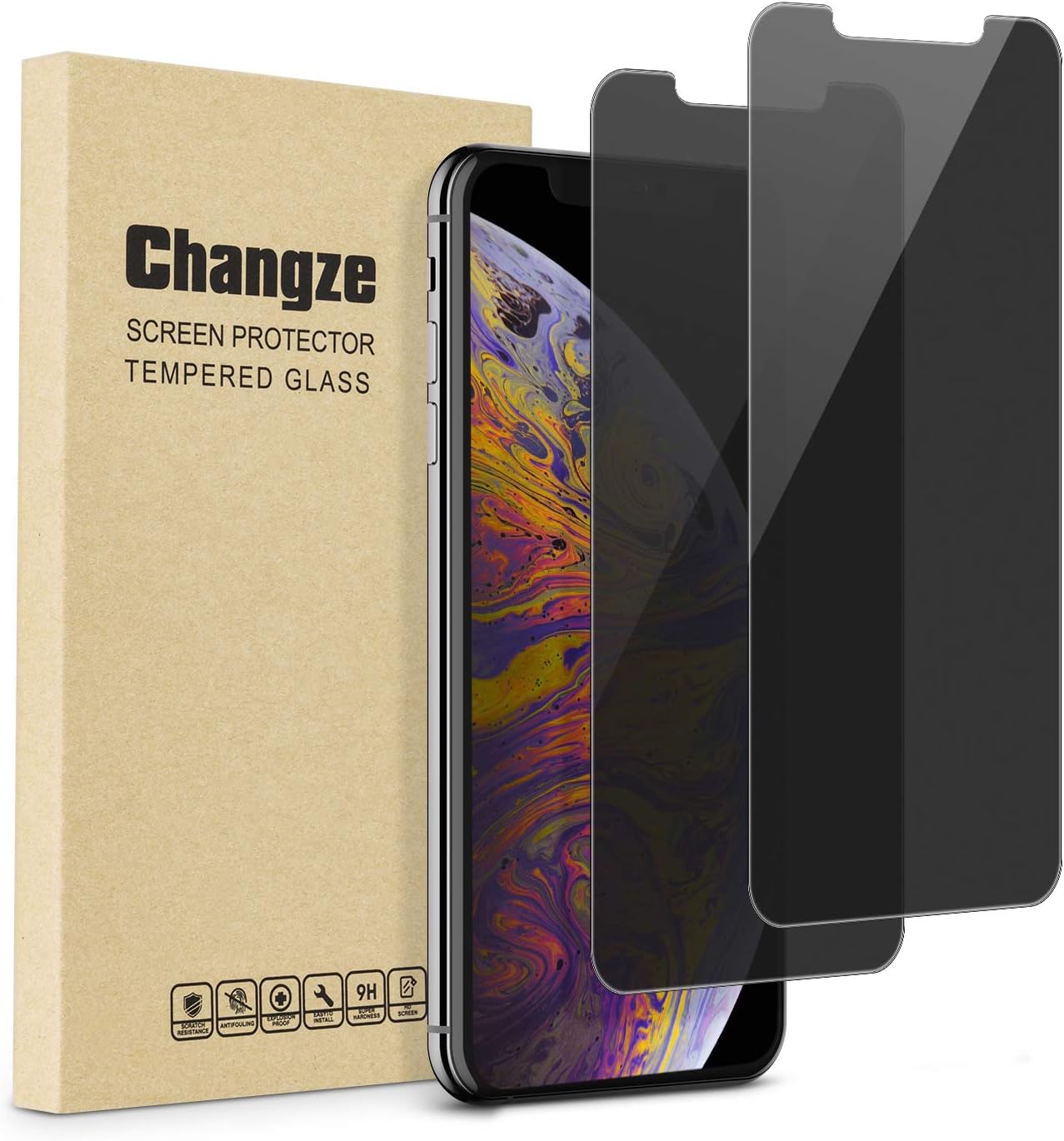 Privacy Screen Protector for iPhone 11 Pro Max/ iPhone Xs Max(6.5inches)Pack of 2, Anti Spy 9H Hardness Tempered Glass Film Resist Scratch Anti Crack &Fingerprints.