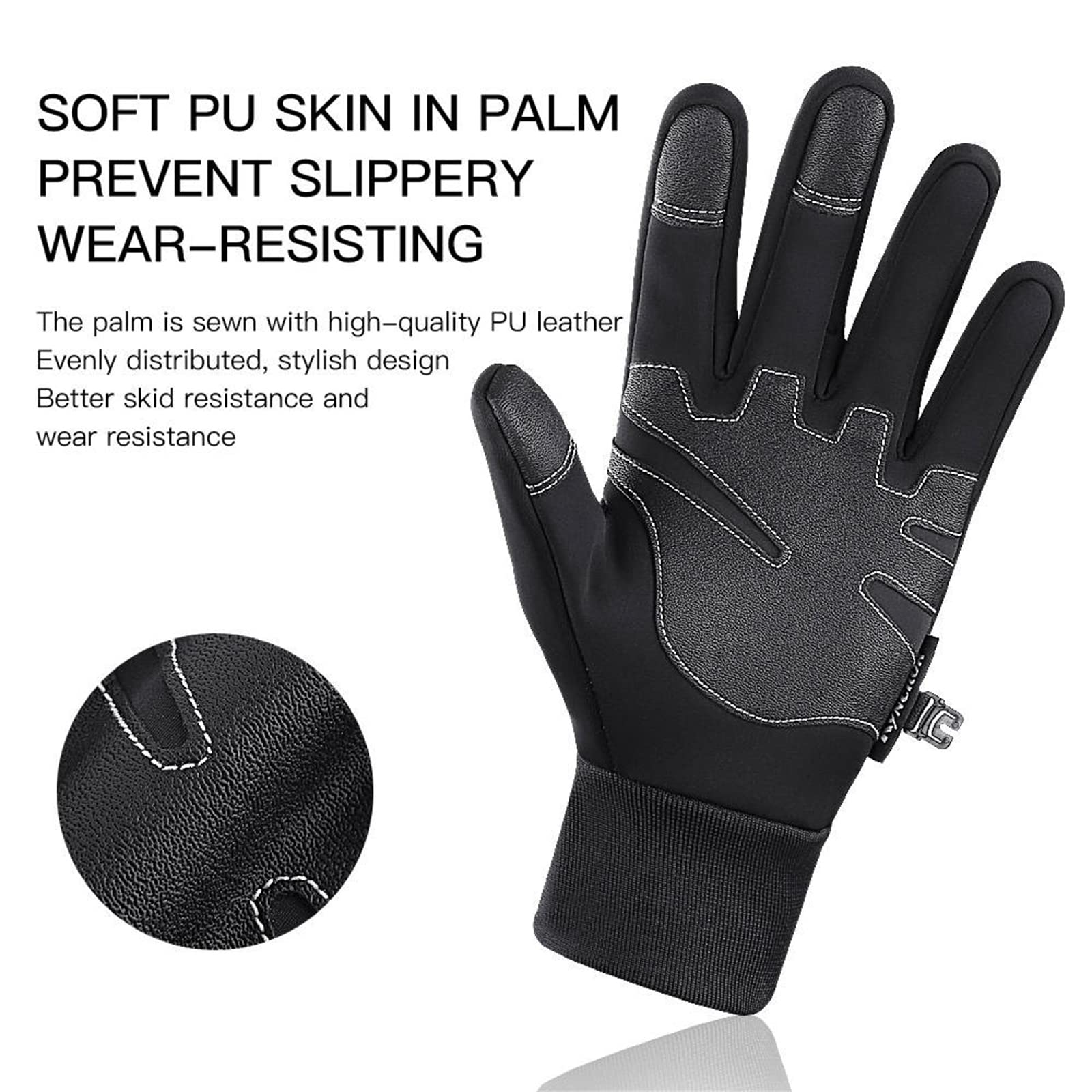 Guantes de Ciclismo para Hombre y Mujer, Guantes Ciclismo de Invierno - Guantes para Pantalla Táctil - Antideslizante - Reflectante - Correr Esquiar Conduci Escalar Cazar Acampar,Gray,S