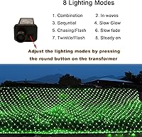 Vista 2 de OYCBUZO 300 luces LED de red verde, 14.8 x 5 pies, 8 modos de luces de malla de Navidad conectables, tira de luces impermeables enchufables