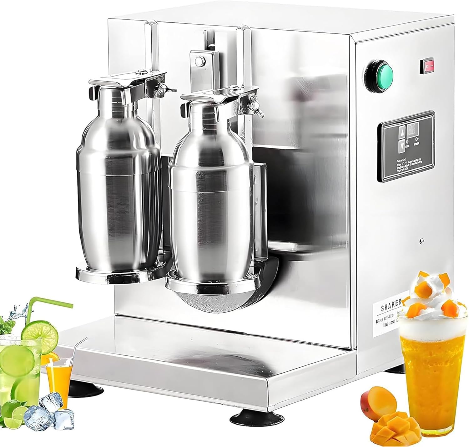 Bubbles Tea and Cocktail ShakerElectric Double Frame, Automatic Milk Tea Shaking Machine, 400r/min, Stainless Steel Double Cups for for Bubbles Tea Mixing Drinks