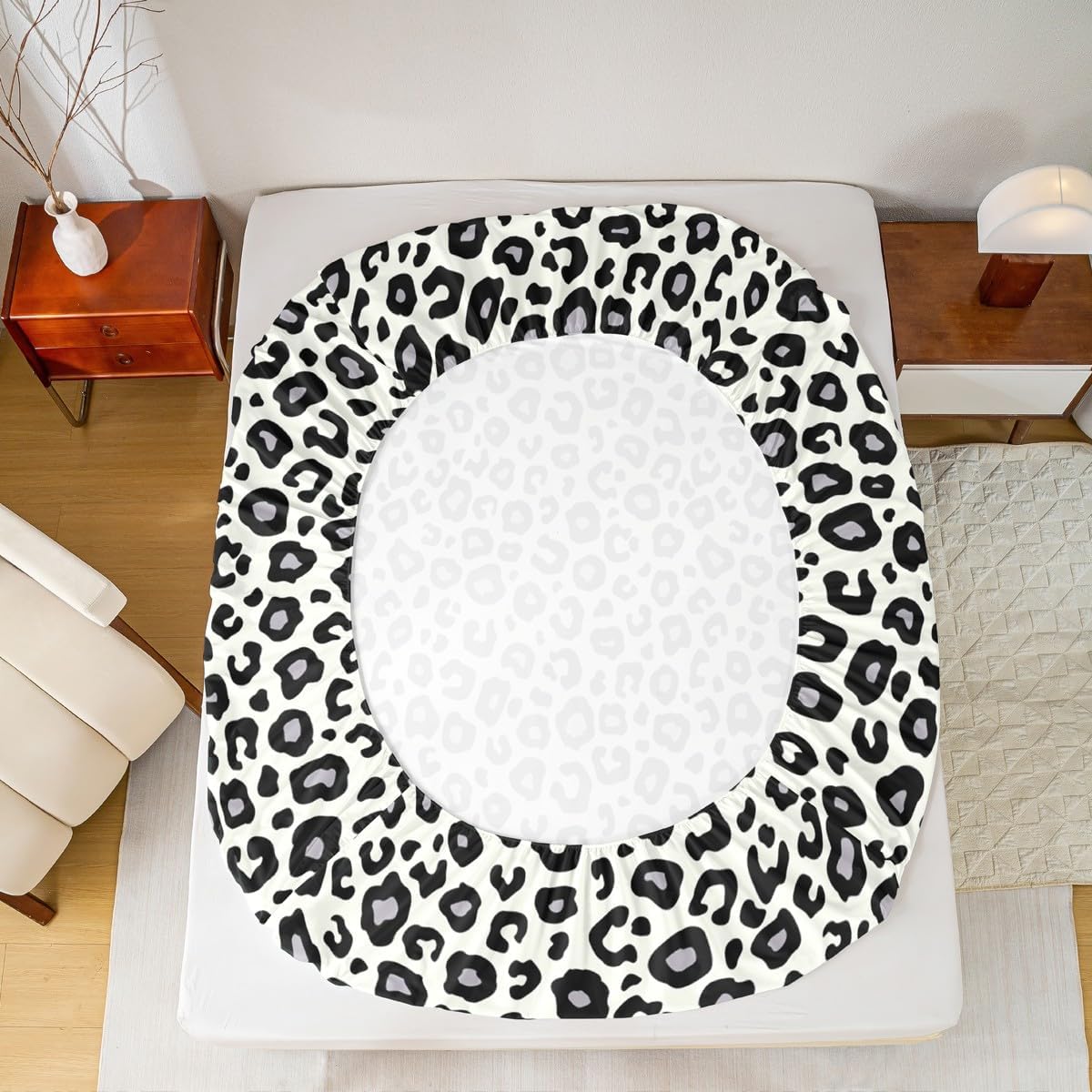 Wild Animal Skin Bed Sheet King Set,Black Grey Cheetah Fur Sheet Sets Adults Room Decoration,Leopard Print Bedding Set with Flat,Fitted Sheet,2 Pillow Cases