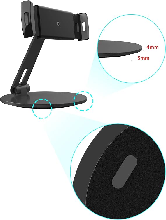 Stouchi iPad Pro 12.9 Stand, 360Tablet Swivel Base Stand Tablet Holder Stand for iPad, Adjustable Desk Mount Holder for POS Kiosk, Surface Pro 4, 2020 iPad Pro iPad mini fits 4-14 Tablets Grey