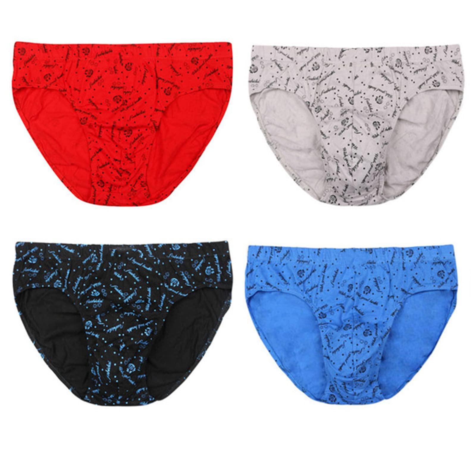 Boxer Uomo 4 Pack Biancheria Intima da Uomo in Cotone Slips Traspirante Sciolto Middledged Vita Media Slip L-6Xl-4 Gray,XXL
