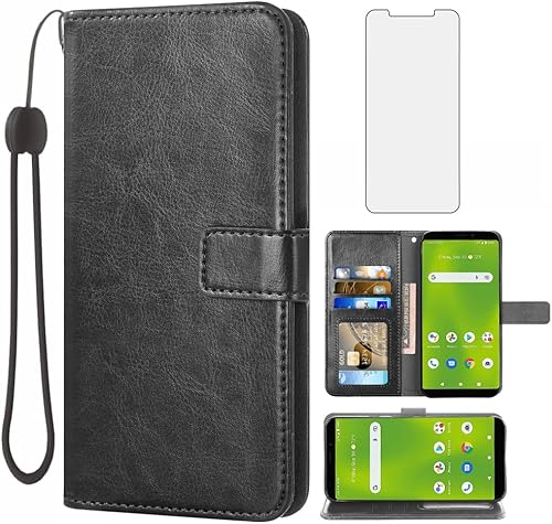 Asuwish Compatible with AT&T Calypso 3 U328AA Wallet Case Tempered Glass Screen Protector and Leather Flip Cover Card Holder Stand Cell Accessories