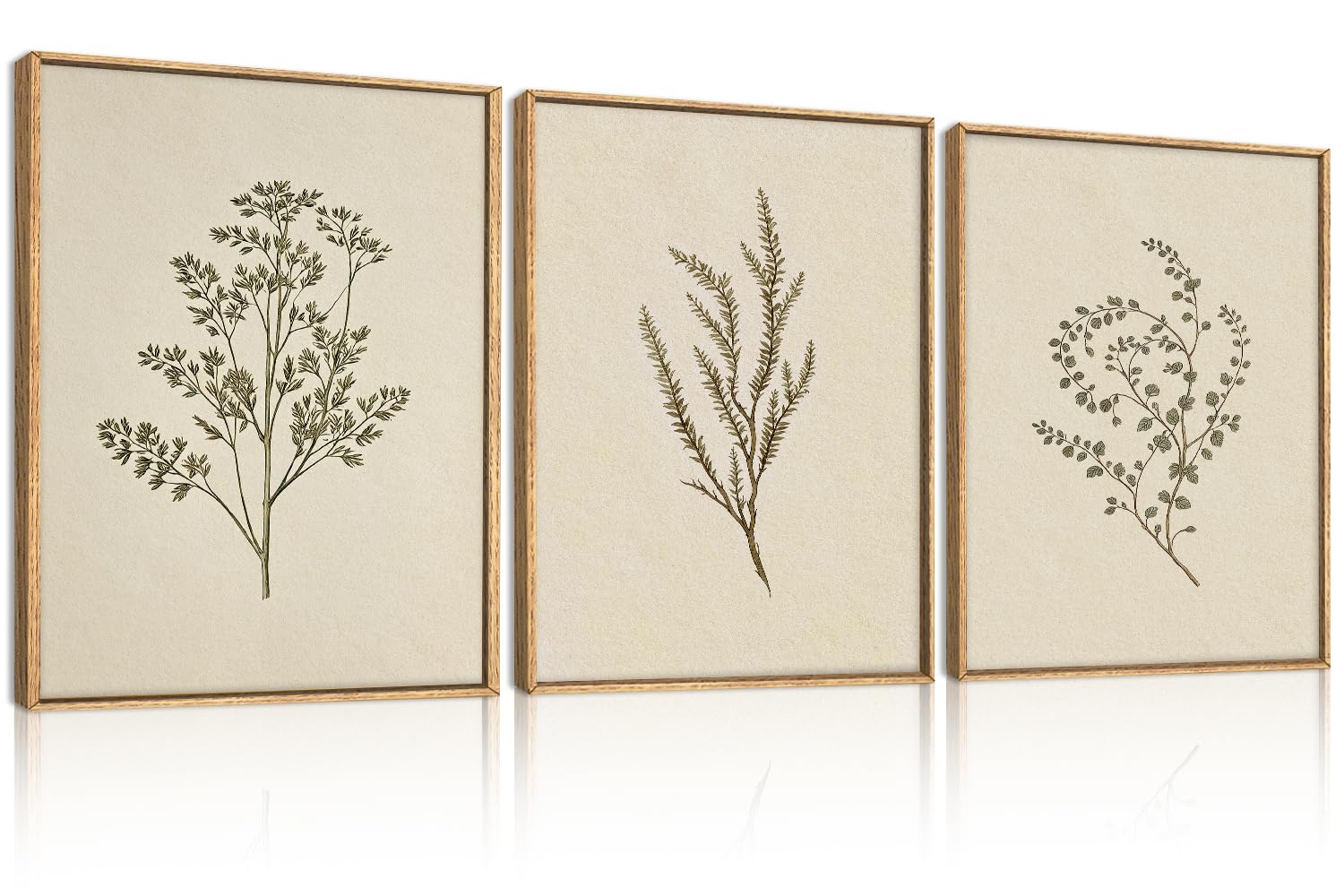ANHUIB Neutral Beige Floral Canvas Wall Art Large Cream Botanical Wall Decor Vintage Minimalist Modern Paintings 16x12 Inch Set of 3 for Living Room Dining Room Bedroom